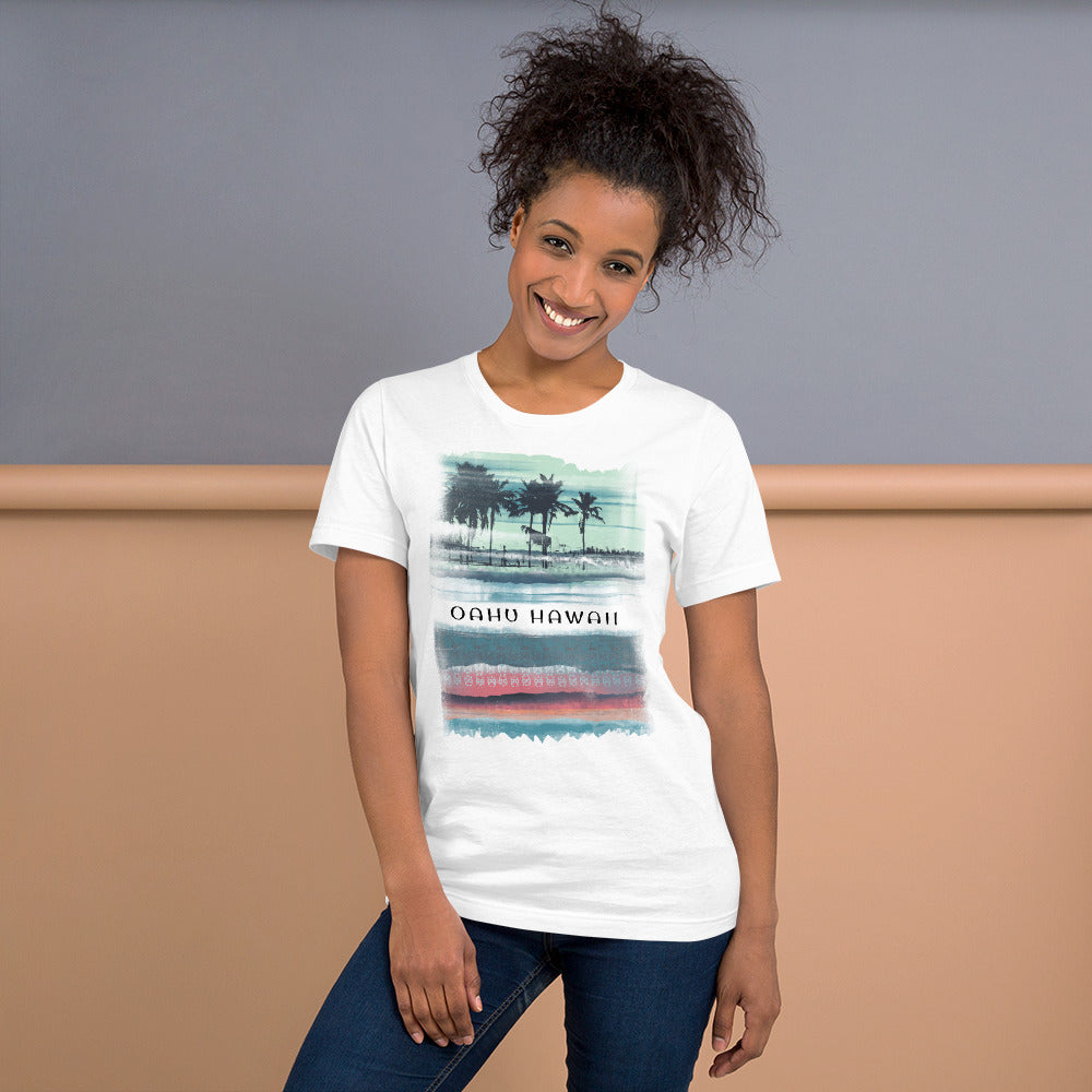 Oahu Hawaii Vacation Souvenir Unisex T-Shirt Tropical Palm Tree