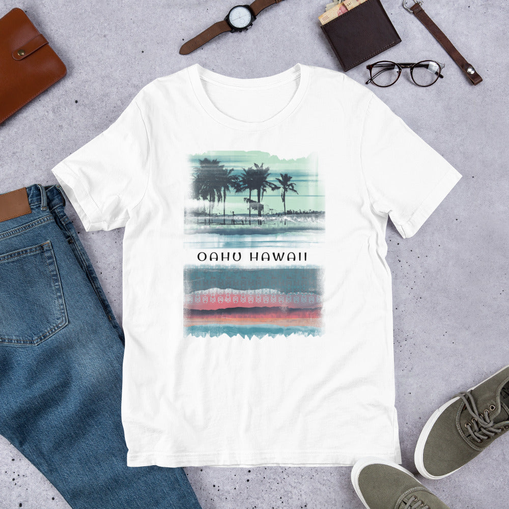 Oahu Hawaii Vacation Souvenir Unisex T-Shirt Tropical Palm Tree