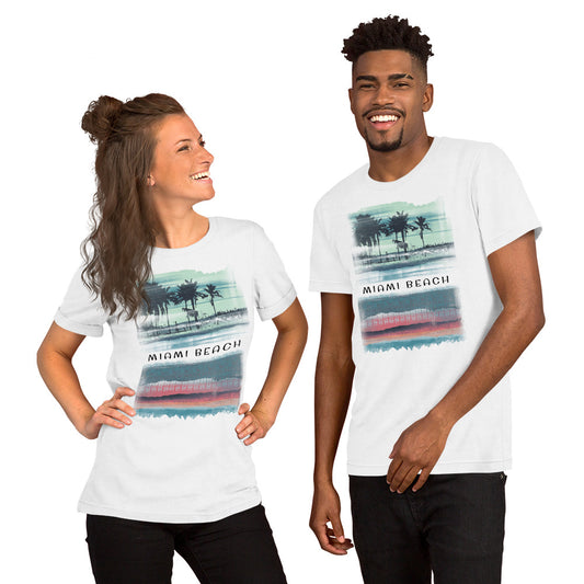 Miami Florida Vacation Souvenir Unisex T-Shirt Palm Tree Abstract Beach