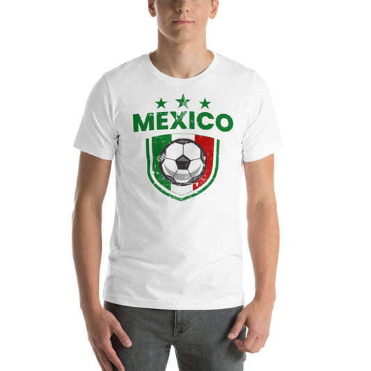 Retro Mexico Soccer Team Football Fan Country Mexican Flag Unisex T-Shirt