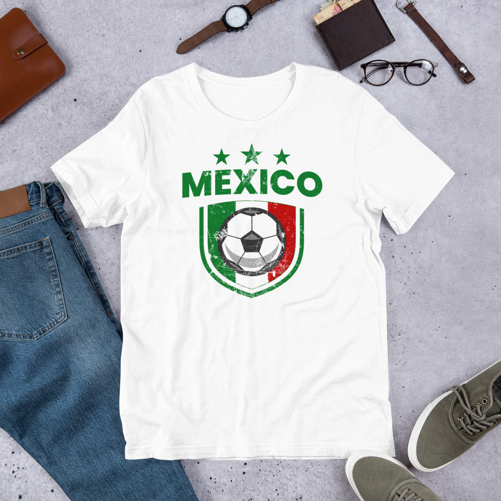 Retro Mexico Soccer Team Football Fan Country Mexican Flag Unisex T-Shirt