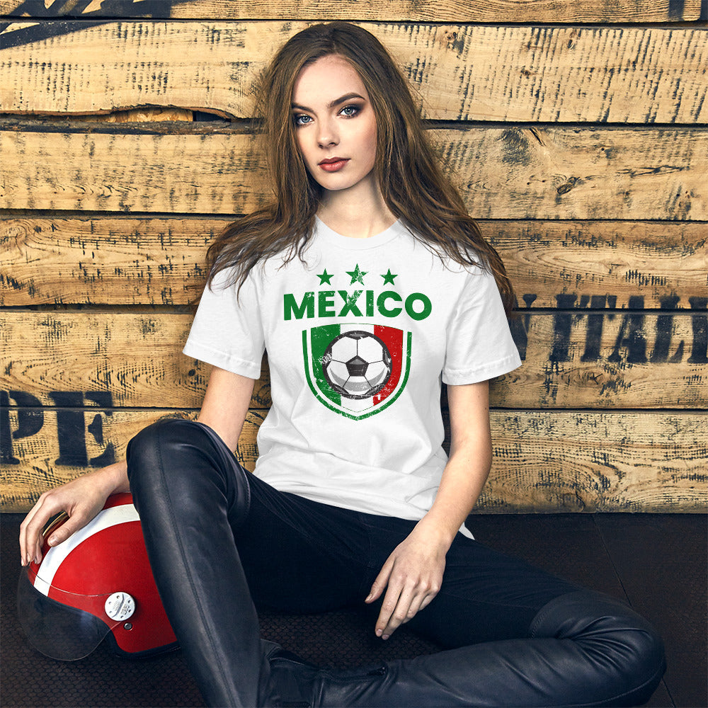 Retro Mexico Soccer Team Football Fan Country Mexican Flag Unisex T-Shirt