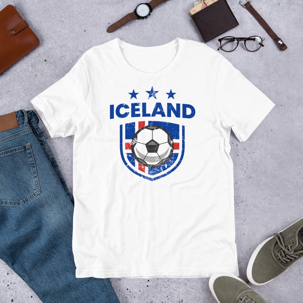 Retro Iceland Soccer Team Football Fan Country Icelandic Flag Unisex T-Shirt