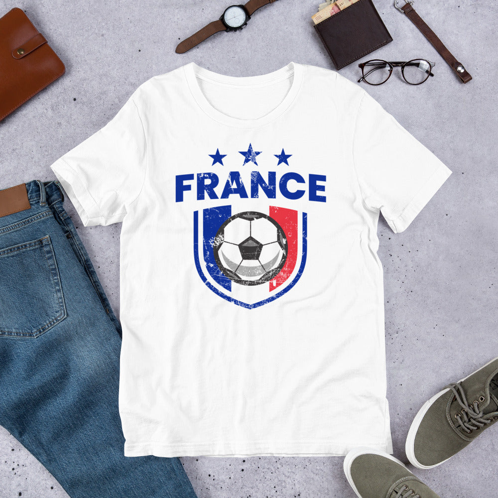 Retro France Soccer Team Football Fan Country French Flag Unisex T-Shirt