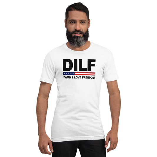 Funny DILF Military Service Freedom 4th Of July USA Flag Joke Unisex T-Shirt