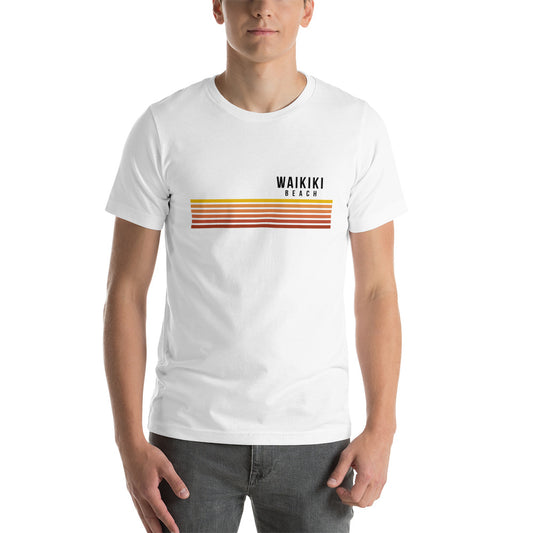 Retro Waikiki Beach Oahu Hawaii Vacation Stripes Unisex T-Shirt