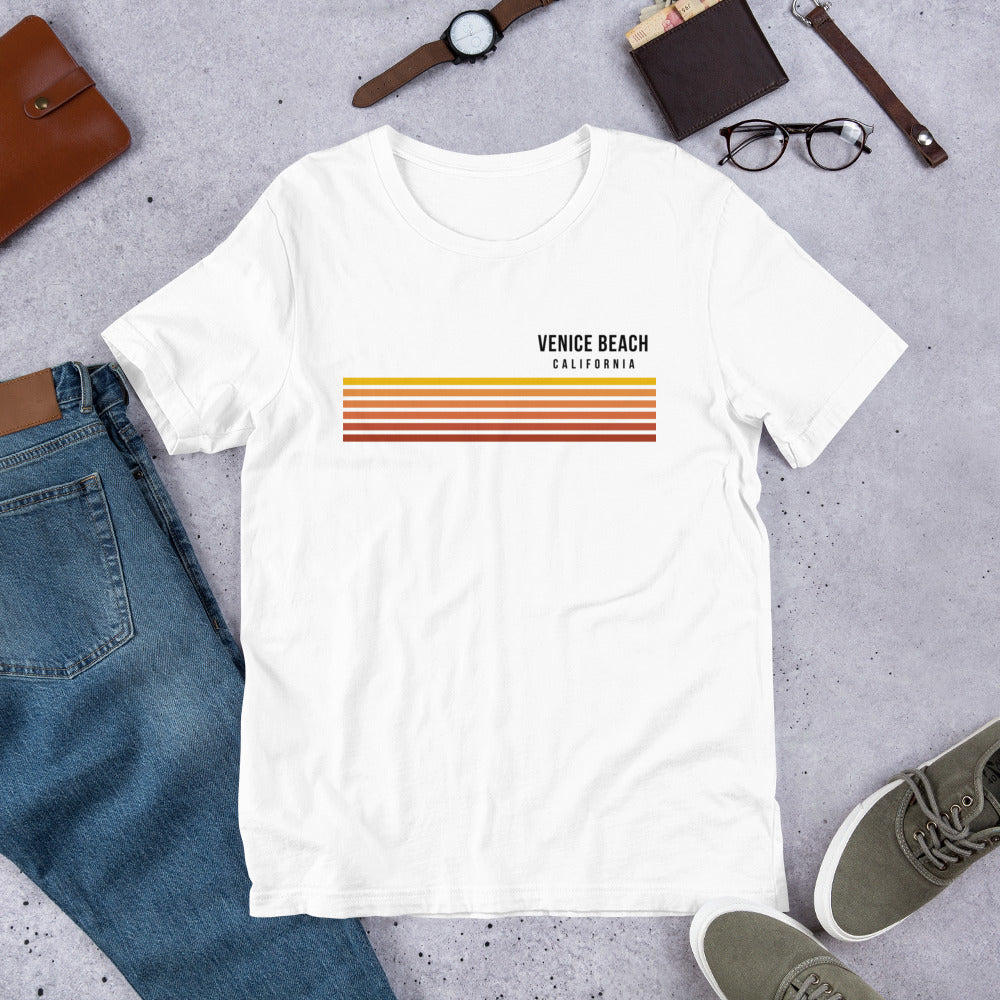 Retro Venice Beach California Vacation Stripes Unisex T-Shirt