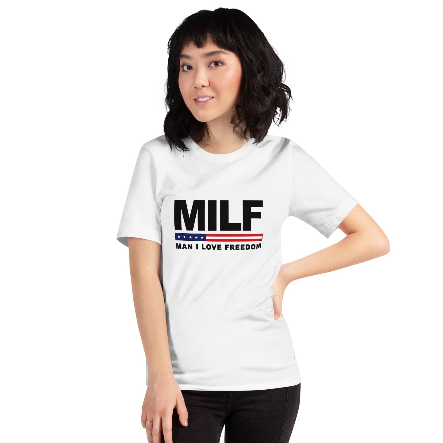 Funny MILF Military Service 4th Of July USA Flag Freedom  Joke  Unisex T-Shirt