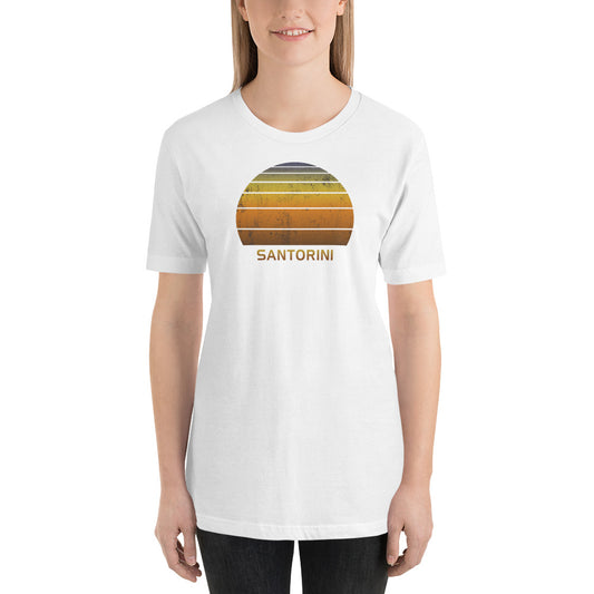 Retro Santorini Greece Vacation Souvenir Sunset Vintage Unisex T-Shirt