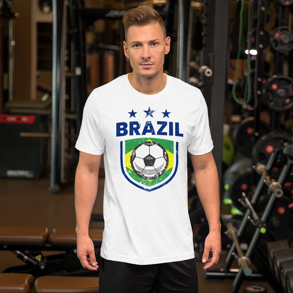 Retro Brazil Soccer Team Football Fan Country Brasil Brazilian Flag Unisex T-Shirt