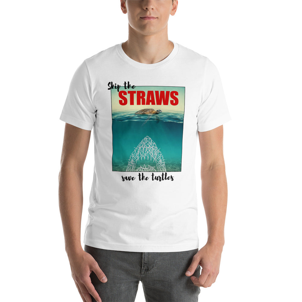 Skip The Straw Save The Turtles Climate Awareness Unisex T-Shirt