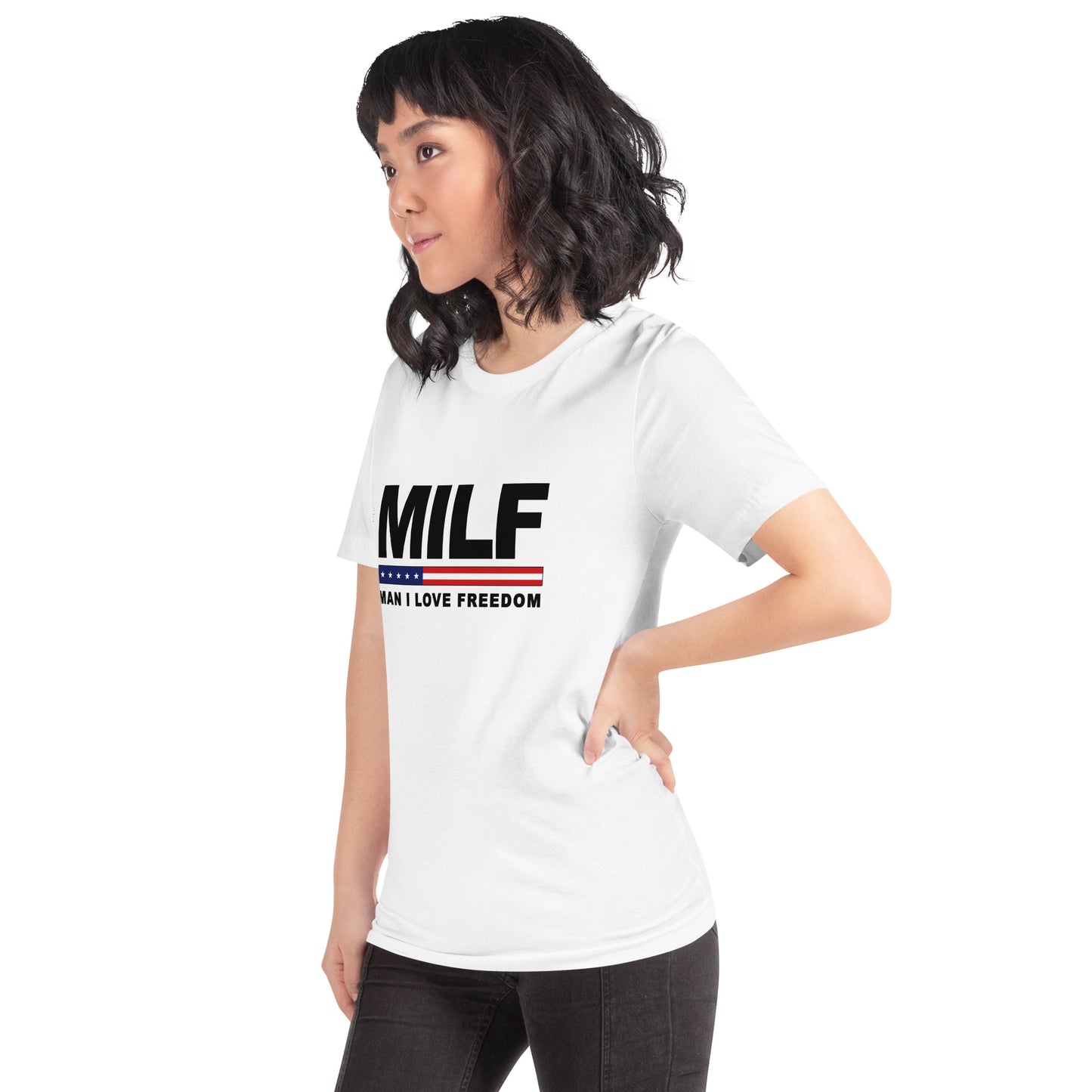 Funny MILF Military Service 4th Of July USA Flag Freedom  Joke  Unisex T-Shirt