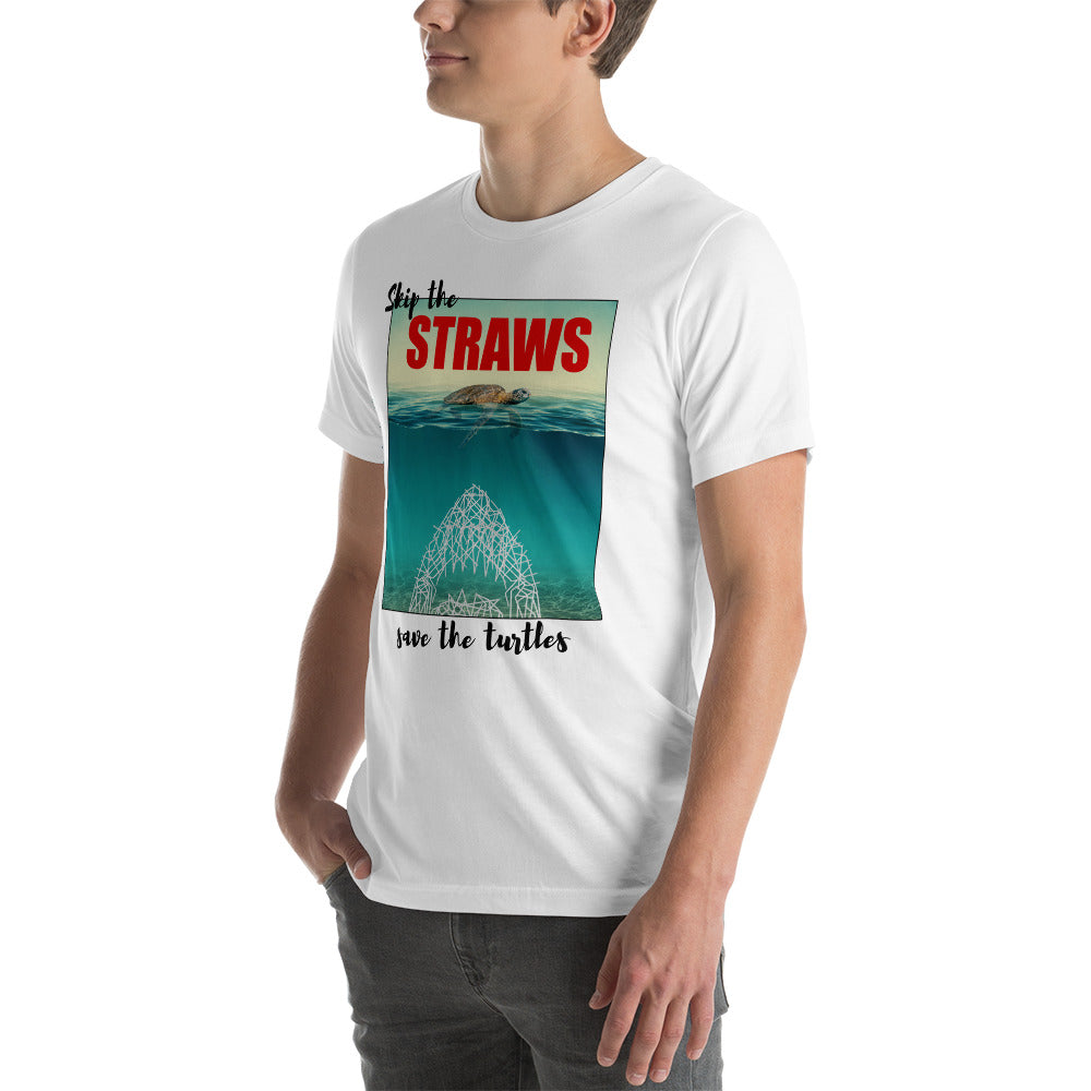 Skip The Straw Save The Turtles Climate Awareness Unisex T-Shirt