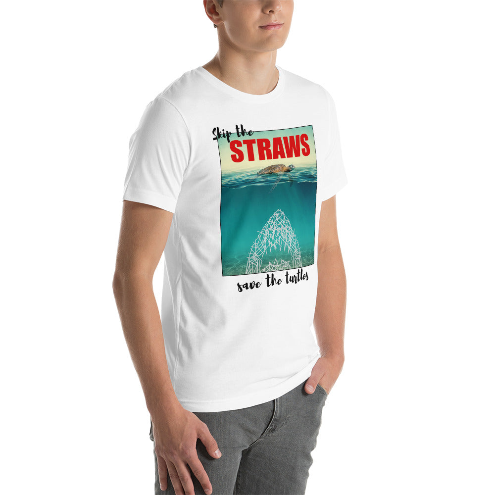 Skip The Straw Save The Turtles Climate Awareness Unisex T-Shirt