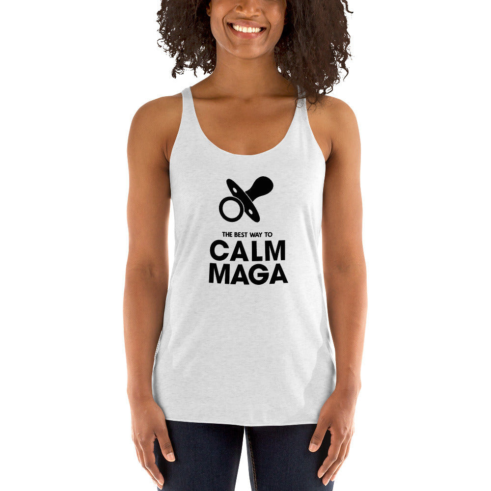 Anti MAGA Pro Democrats Funny Political Anti Trump Women's Racerback Tank Top