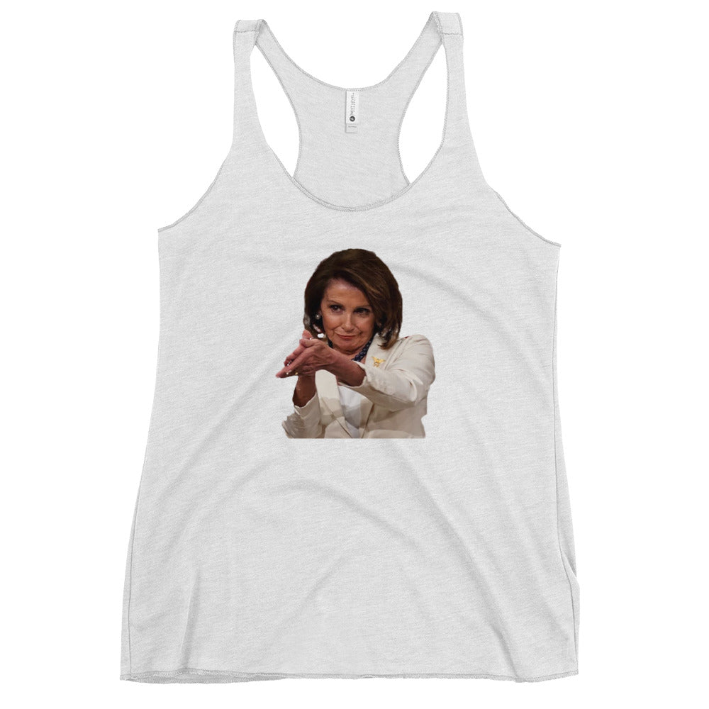 Nancy Pelosi Punks Trump Funny Political Democrats Women's Racerback Tank Top