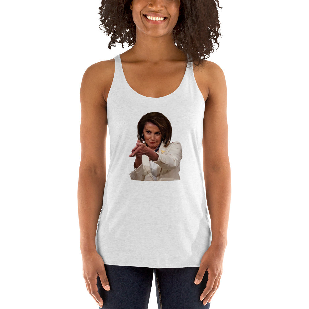 Nancy Pelosi Punks Trump Funny Political Democrats Women's Racerback Tank Top