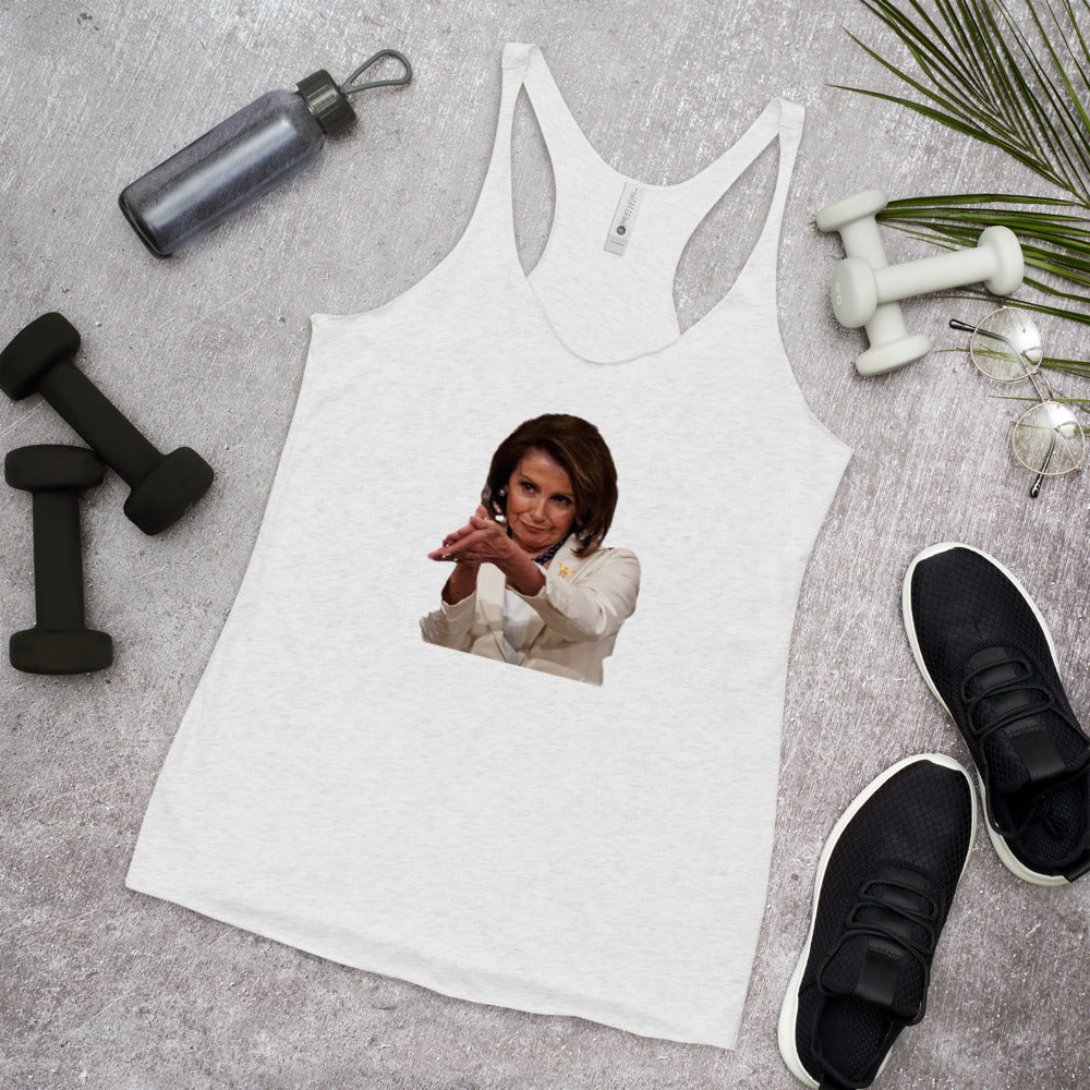 Nancy Pelosi Punks Trump Funny Political Democrats Women's Racerback Tank Top