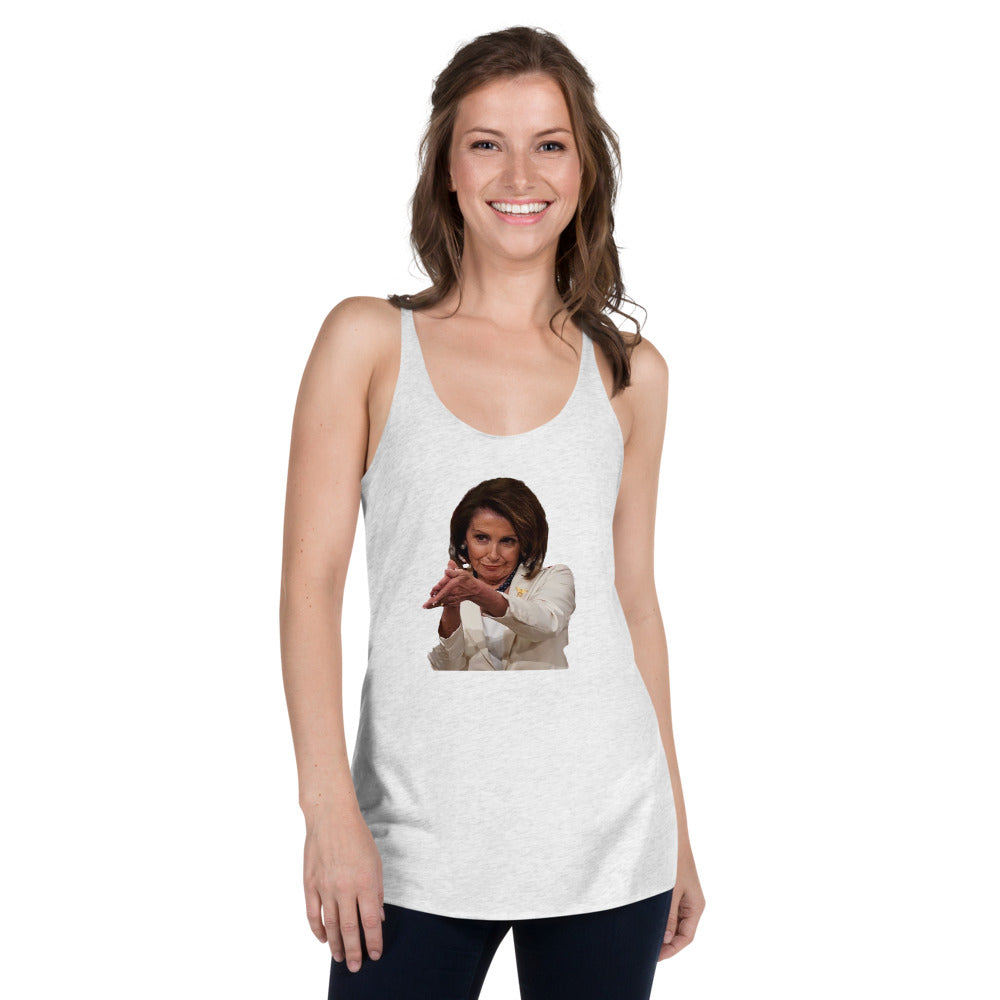 Nancy Pelosi Punks Trump Funny Political Democrats Women's Racerback Tank Top