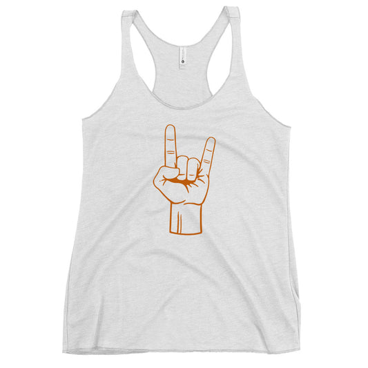 Texas Rocker Long Horn Hand Sign College Football Fan Women's Racerback Tank Top