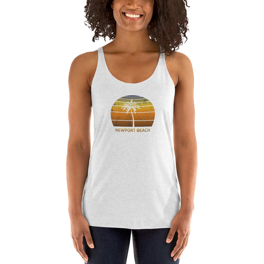 Vintage Newport Beach California Women's Racerback Tank Top Sunset Vacation