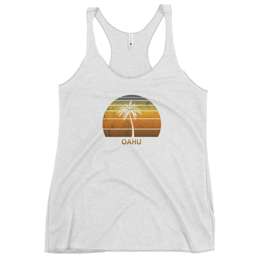 Vintage Oahu Hawaii Beach Women's Racerback Tank Top Sunset Vacation