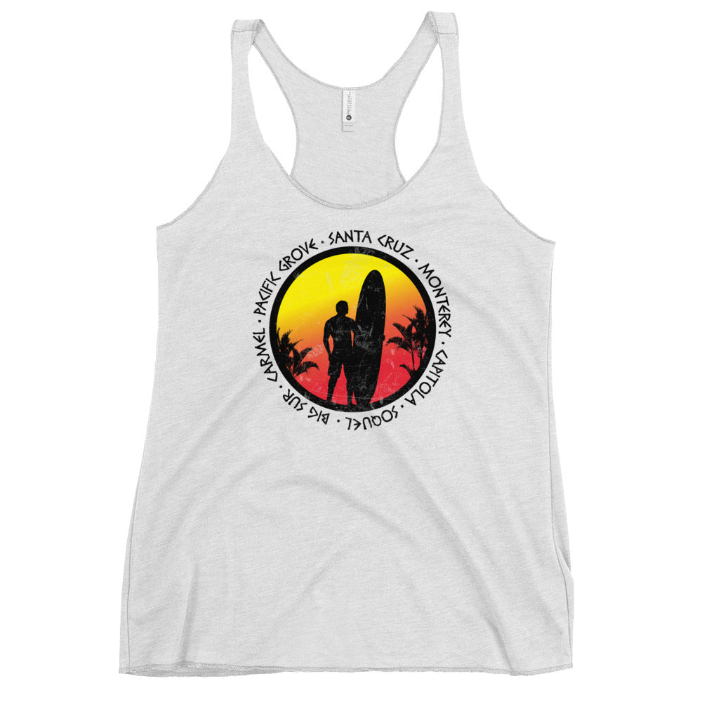 Cool Santa Cruz California Surf Fan Surfing Lover Beach Women's Racerback Tank Top