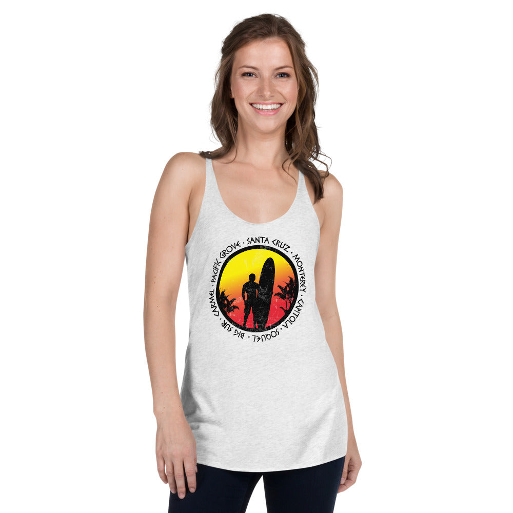 Cool Santa Cruz California Surf Fan Surfing Lover Beach Women's Racerback Tank Top