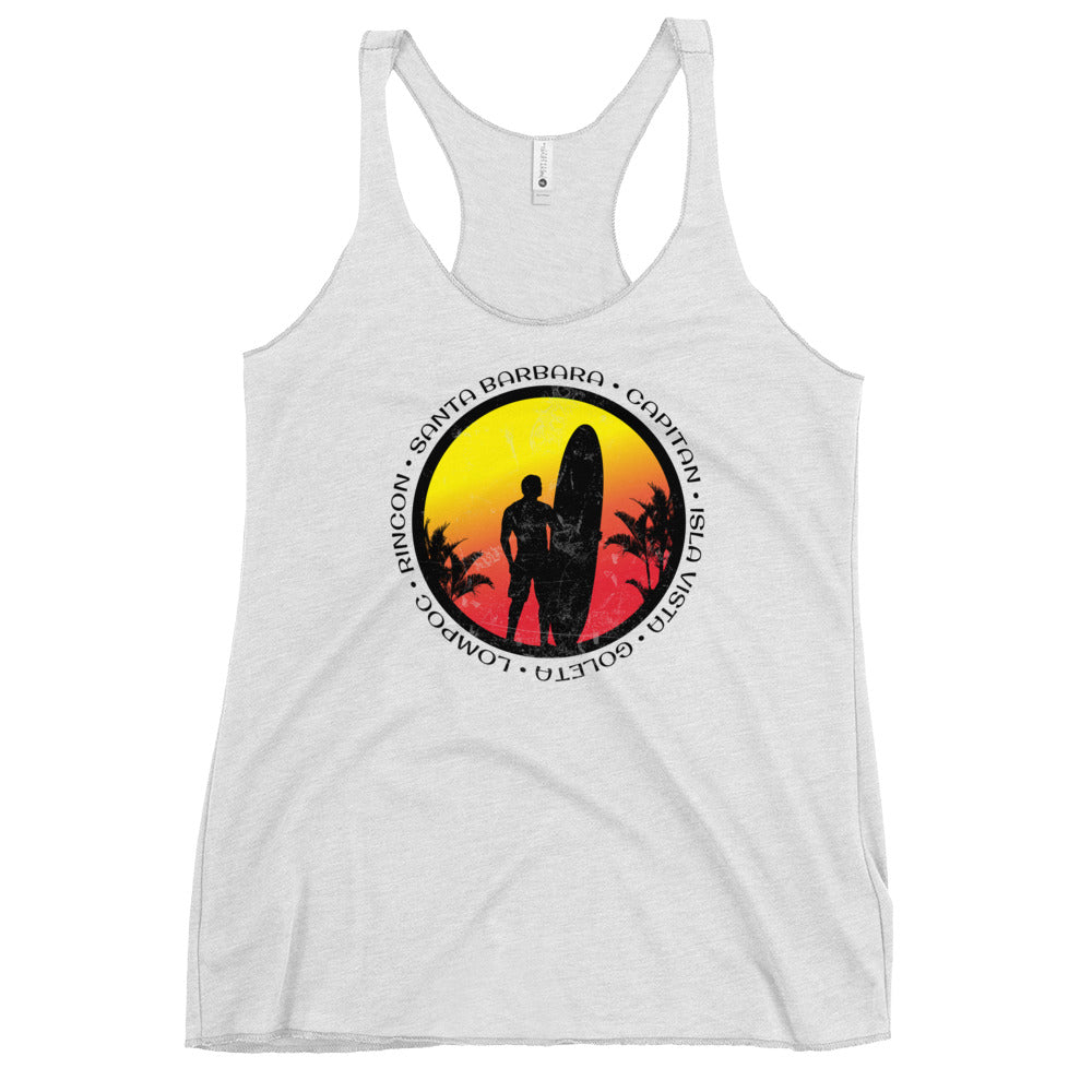 Cool Santa Barbara California Surf Fan Surfing Lover Beach Women's Racerback Tank Top