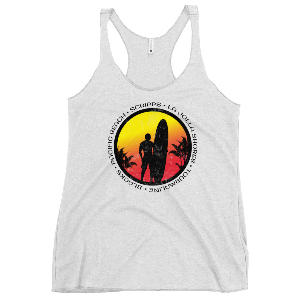 Cool San Diego California Surf Fan Surfing Lover Beach Women's Racerback Tank Top