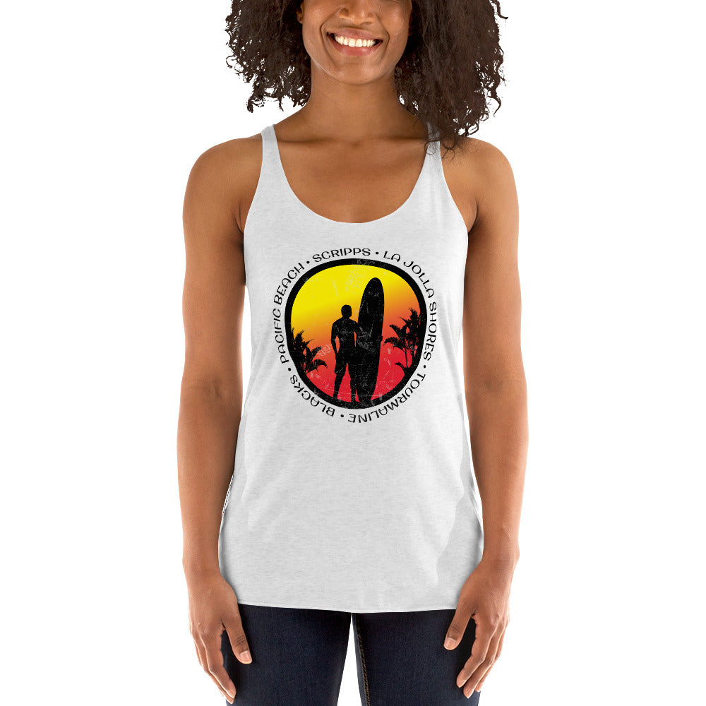 Cool San Diego California Surf Fan Surfing Lover Beach Women's Racerback Tank Top