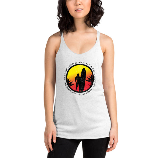 Cool San Diego County California Surf Fan Surfing Lover Beach Women's Racerback Tank Top