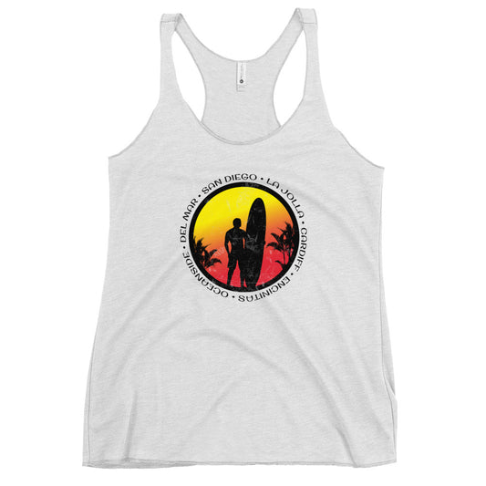 Cool San Diego County California Surf Fan Surfing Lover Beach Women's Racerback Tank Top