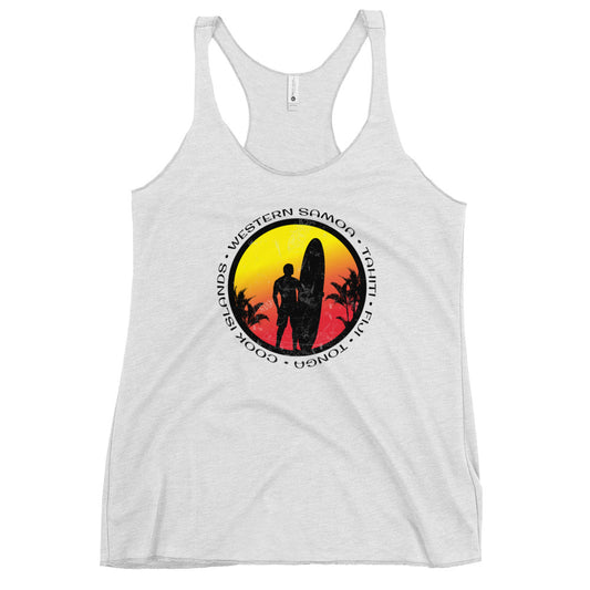 Cool Pacific Islands Surf Fan Surfing Lover Beach Women's Racerback Tank Top