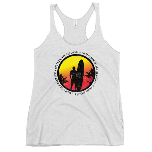 Cool Orange County California Surf Fan Surfing Lover Beach Women's Racerback Tank Top