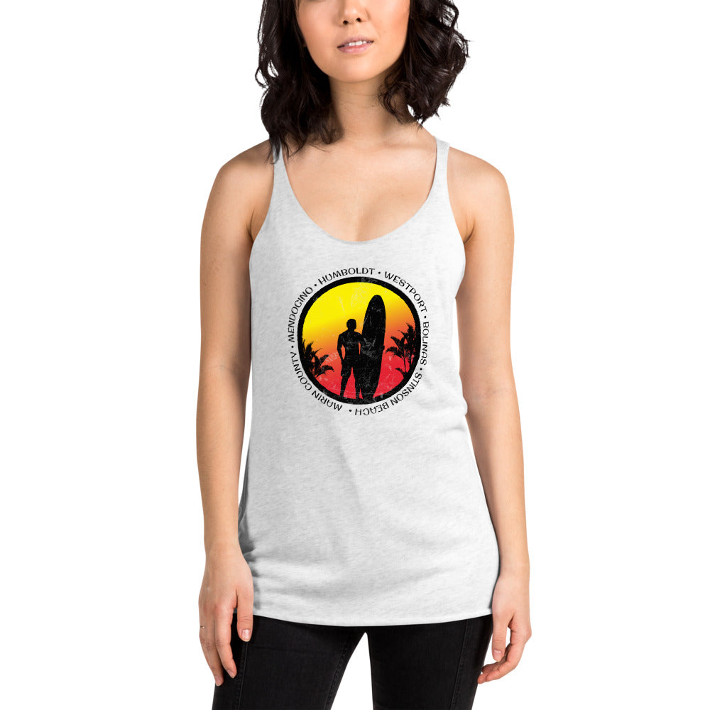 Cool Northern California Surf Fan Surfing Lover Beach Women's Racerback Tank Top