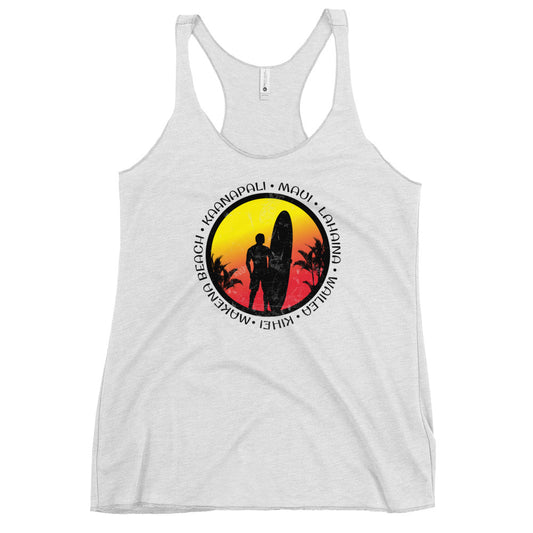 Cool Maui Hawaii Surf Fan Surfing Lover Beach Women's Racerback Tank Top