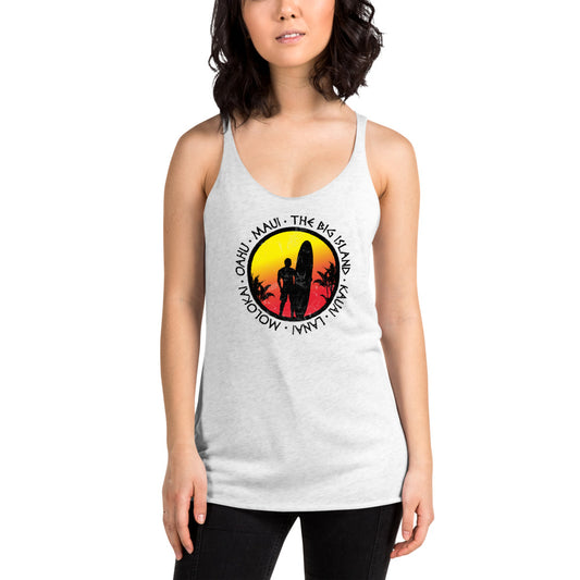 Cool Hawaii Surf Fan Surfing Lover Beach Women's Racerback Tank Top