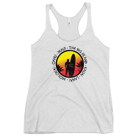 Cool Hawaii Surf Fan Surfing Lover Beach Women's Racerback Tank Top