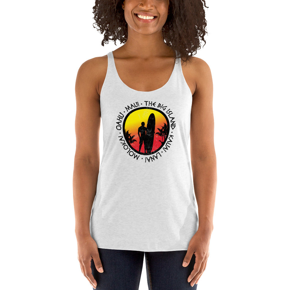 Cool Hawaii Surf Fan Surfing Lover Beach Women's Racerback Tank Top