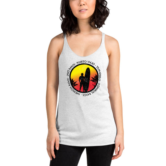 Cool Costa Rica Surf Fan Surfing Lover Beach Women's Racerback Tank Top