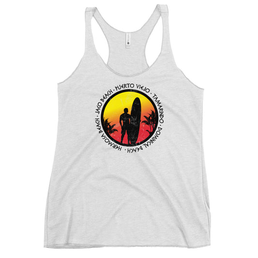 Cool Costa Rica Surf Fan Surfing Lover Beach Women's Racerback Tank Top