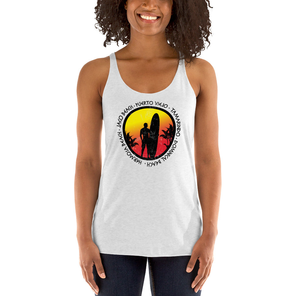 Cool Costa Rica Surf Fan Surfing Lover Beach Women's Racerback Tank Top