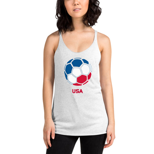 USA United States National Soccer Team Football Pride Country Flag Women's Racerback Tank Top