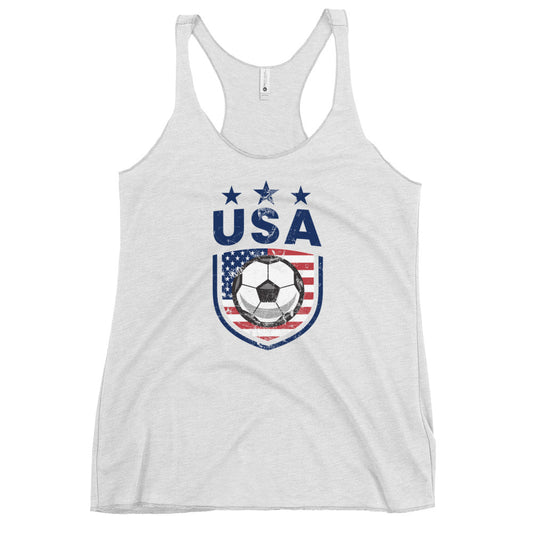 Retro USA Soccer Team Football Fan Country American Flag Women's Racerback Tank Top