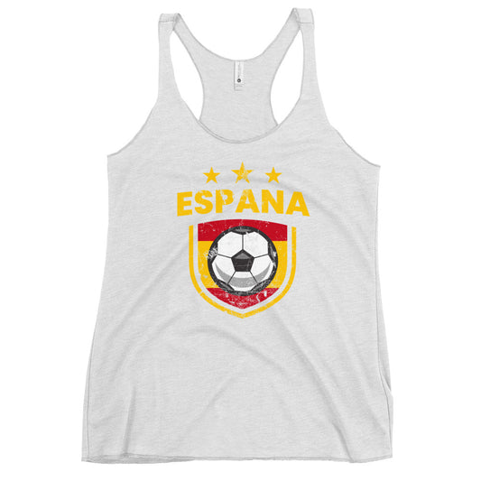 Retro Spain Soccer Team Football Fan Country Espana Spanish Flag Women's Racerback Tank Top