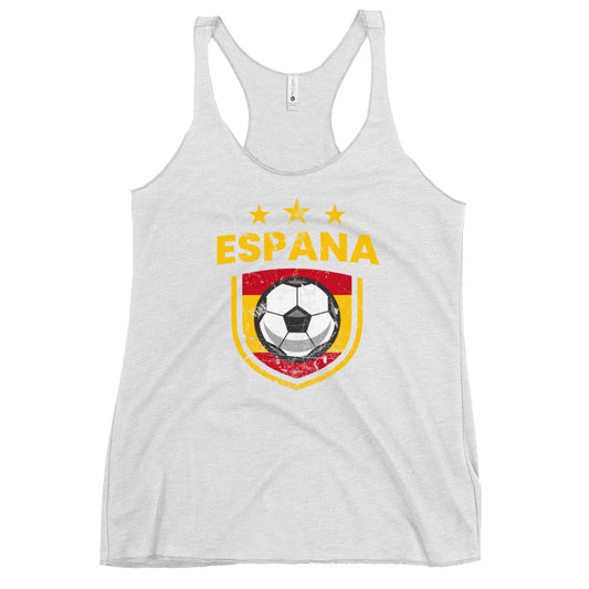 Retro Spain Soccer Team Football Fan Country Espana Spanish Flag Women's Racerback Tank Top