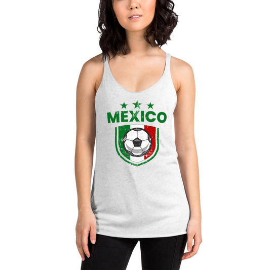 Retro Mexico Soccer Team Football Fan Country Mexican Flag Women's Racerback Tank Top