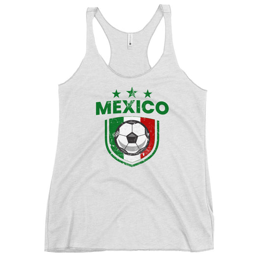 Retro Mexico Soccer Team Football Fan Country Mexican Flag Women's Racerback Tank Top