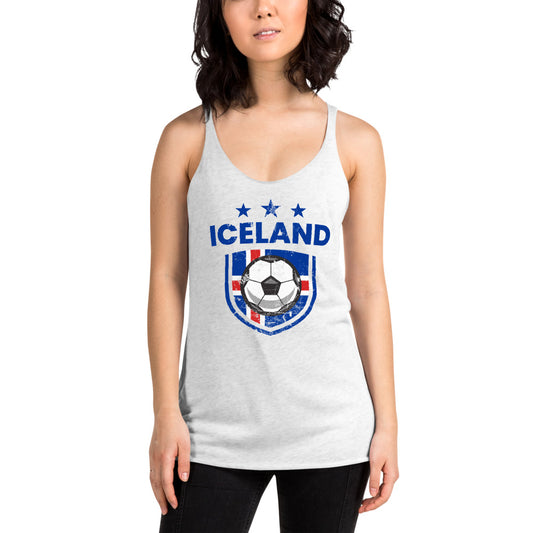 Retro Iceland Soccer Team Football Fan Country Icelandic Flag Women's Racerback Tank Top